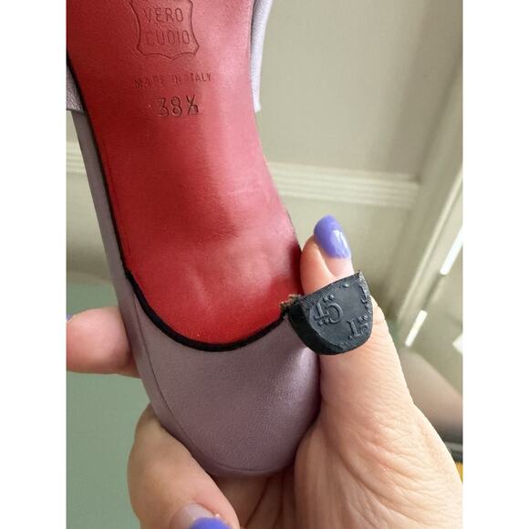 CHRISTIAN LOUBOUTIN Y2K 90s Vintage Kitten Heel Sandals Sz 38.6 Lavender Purple - Picture 7 of 9